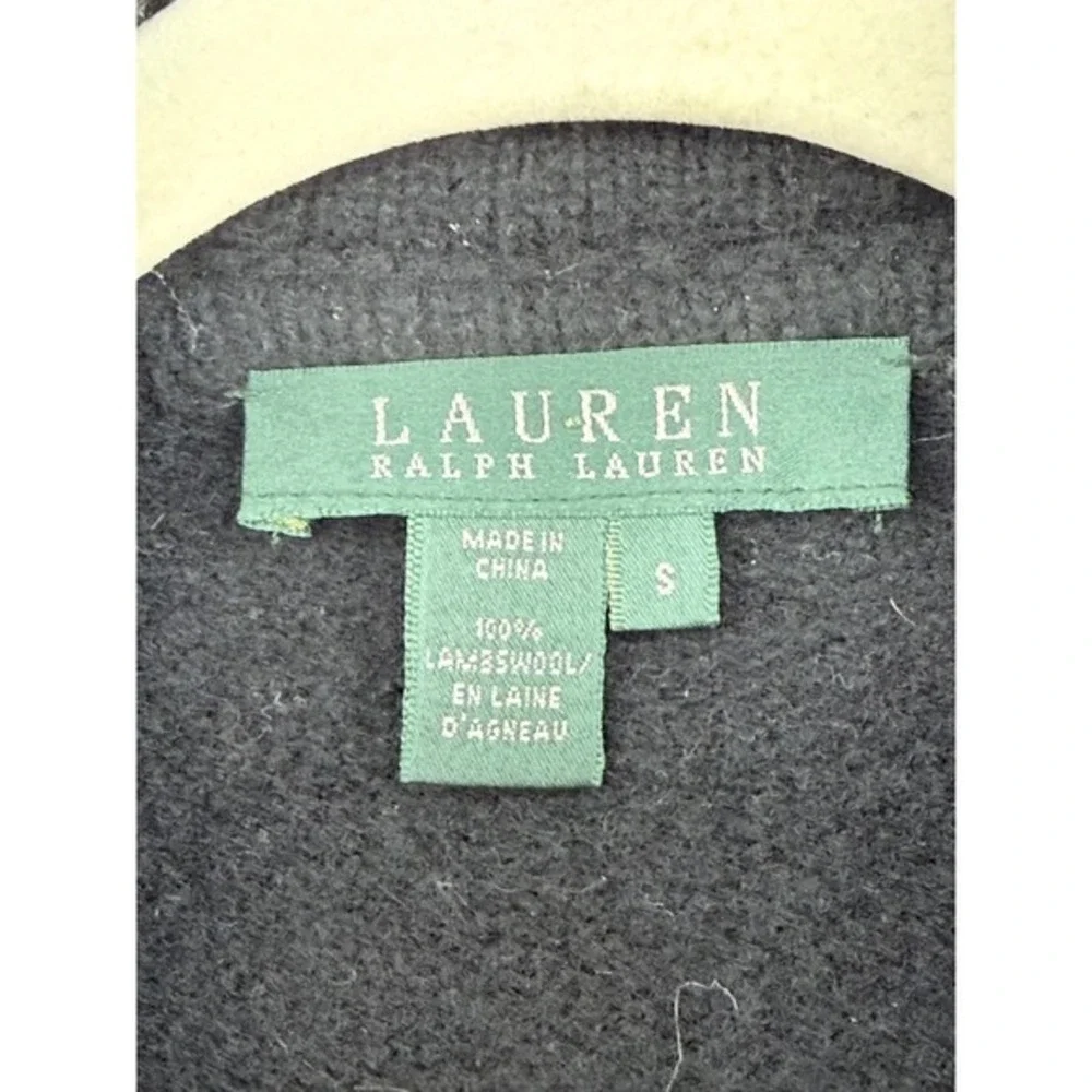 Lauren Ralph‎ Lauren Moto Jacket Lambswool Black Gold Zip Collared Women's S